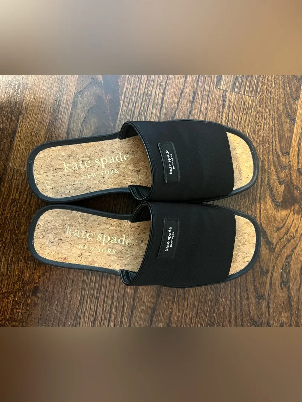 kate spade New York Spree Slide Black Cork-Insole Slide Sandals
